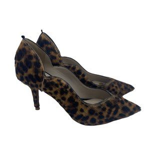Boden Size 36 (US Size 5.5) Leather & Calf Hair Leopard Print Pumps